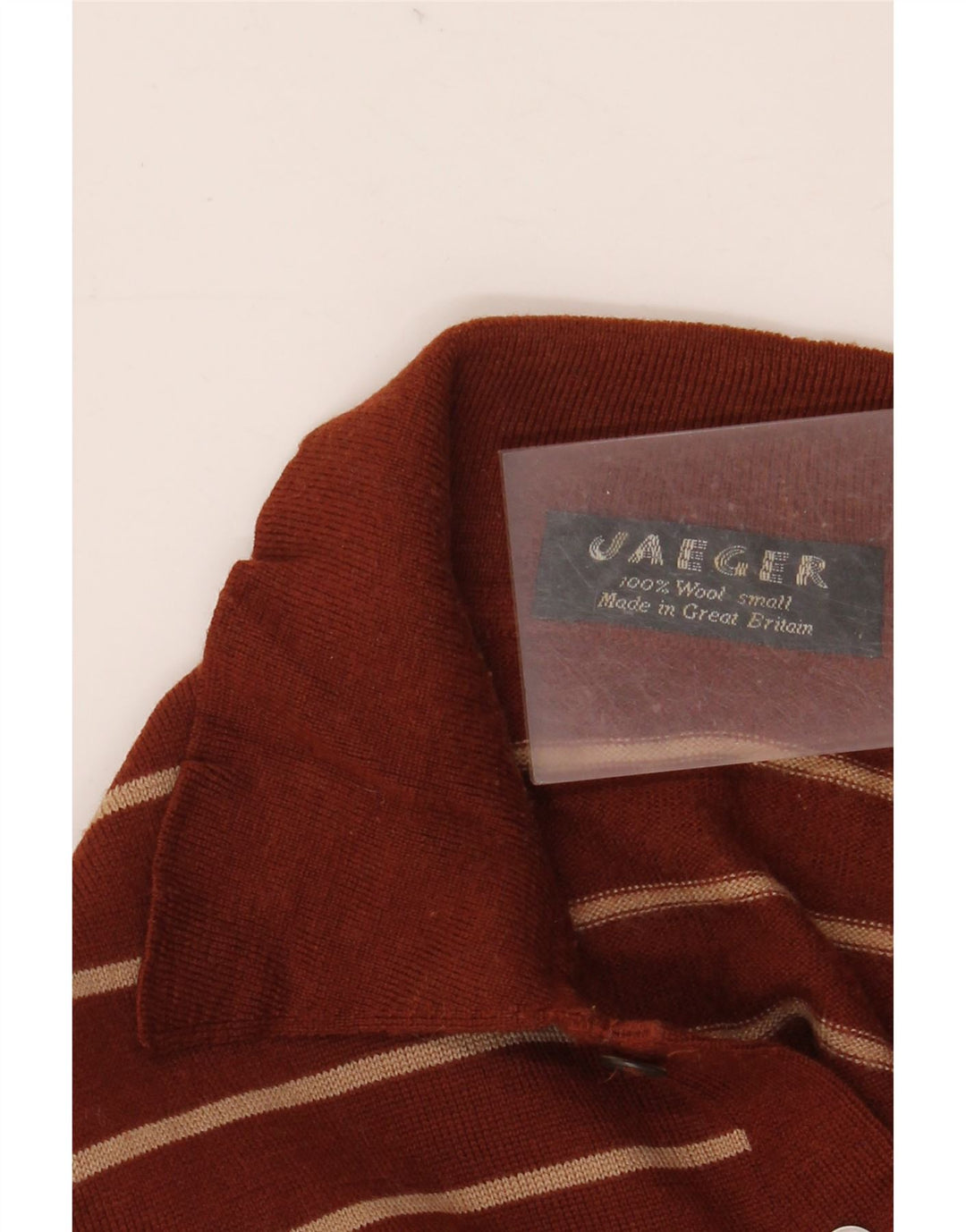 Jaeger Pull col polo pour homme en laine rayée marron