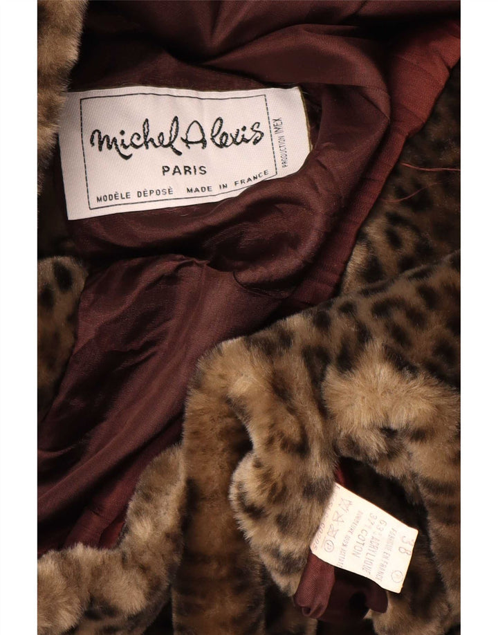 Michel Alexis Manteau surdimensionné pour femme EU 38 Marron moyen imprimé animal