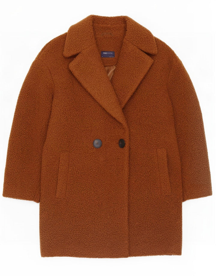 Marks & Spencer Manteau surdimensionné en fausse fourrure pour femme UK 14 Large Marron