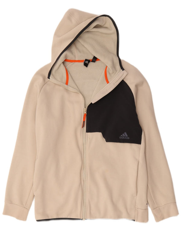 Adidas Pull à capuche zippé Aeroready pour homme en coton color block beige grand