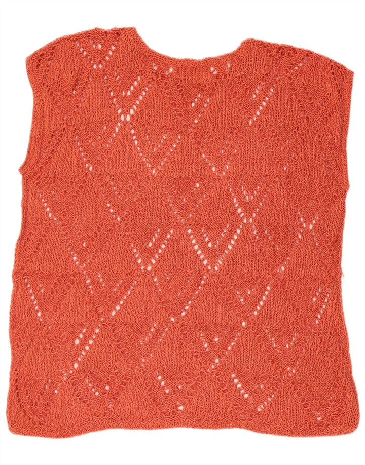 VINTAGE Femme Gilet Débardeur UK 16 Grand Marron Argyle/Diamant