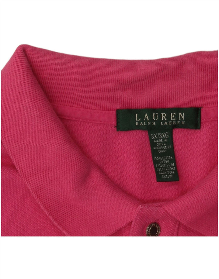 RALPH LAUREN Polo Femme UK 22 3XL Rose Coton