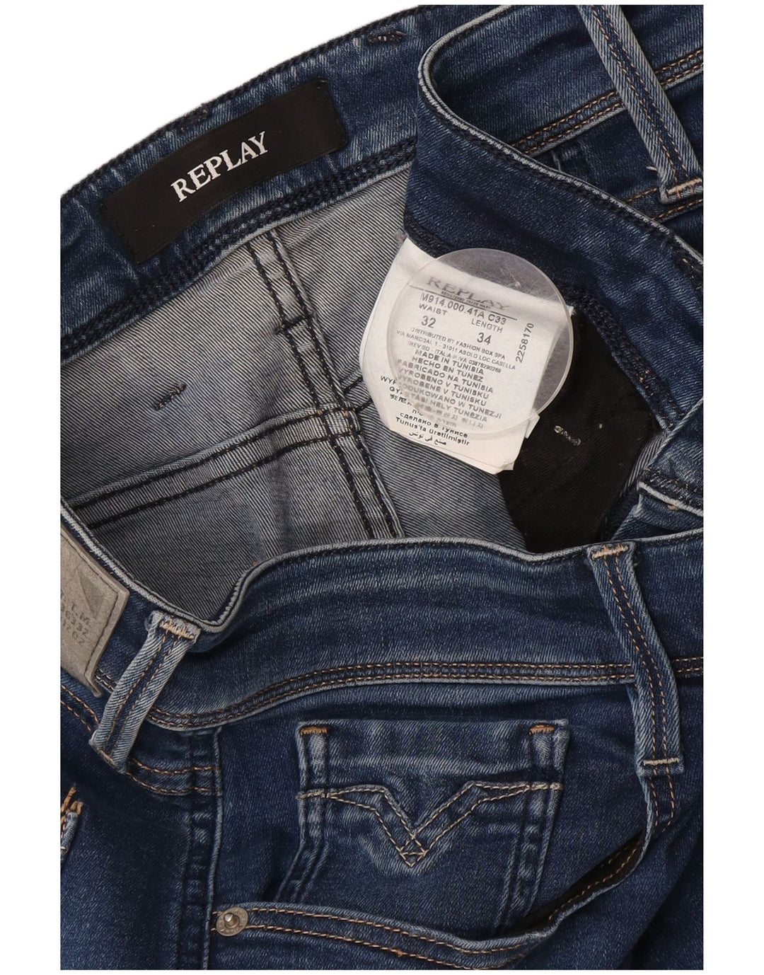 Replay Jean Slim Anbass Femme W32 L29 Bleu Coton