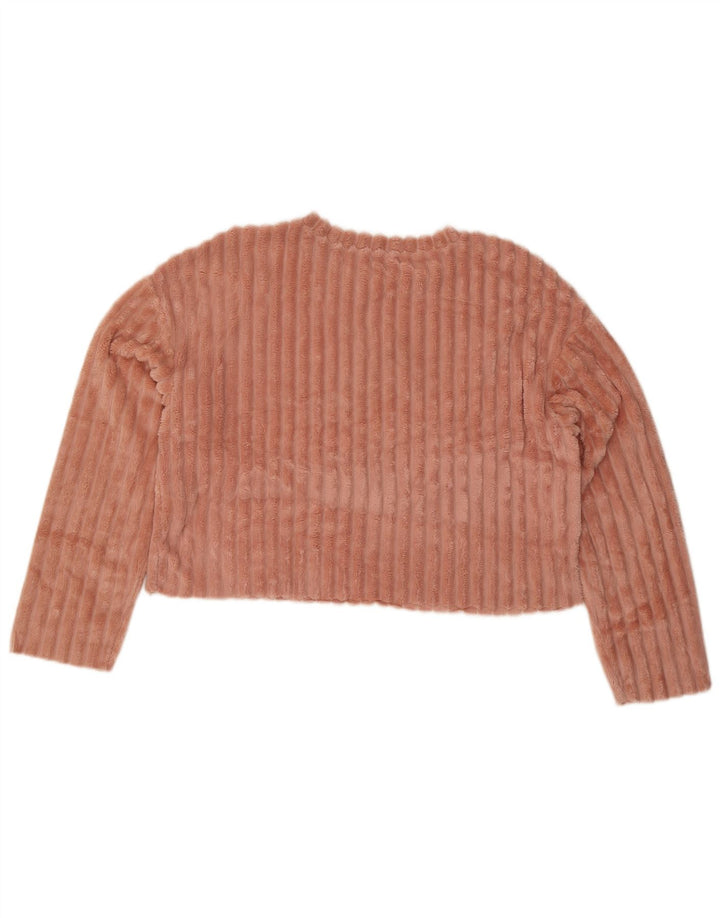 Zara Womens Crop Velour Oversize Blouse Top UK 10 Petit Rose Polyester