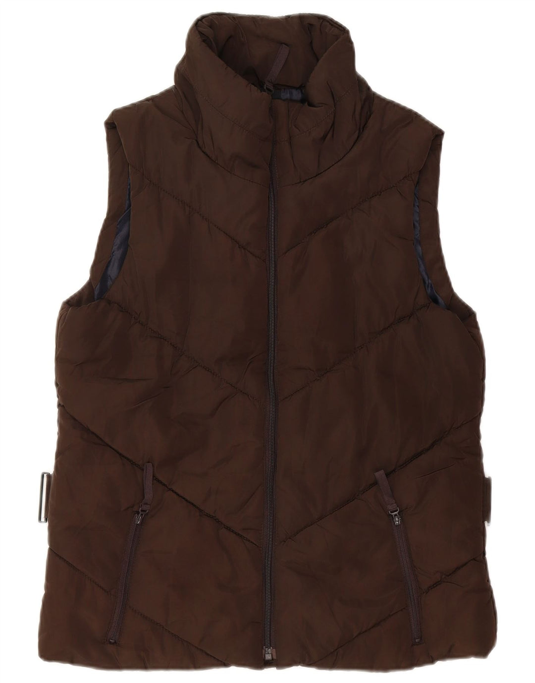 ZARA Femme Gilet Rembourré UK 14 Large Marron Polyester