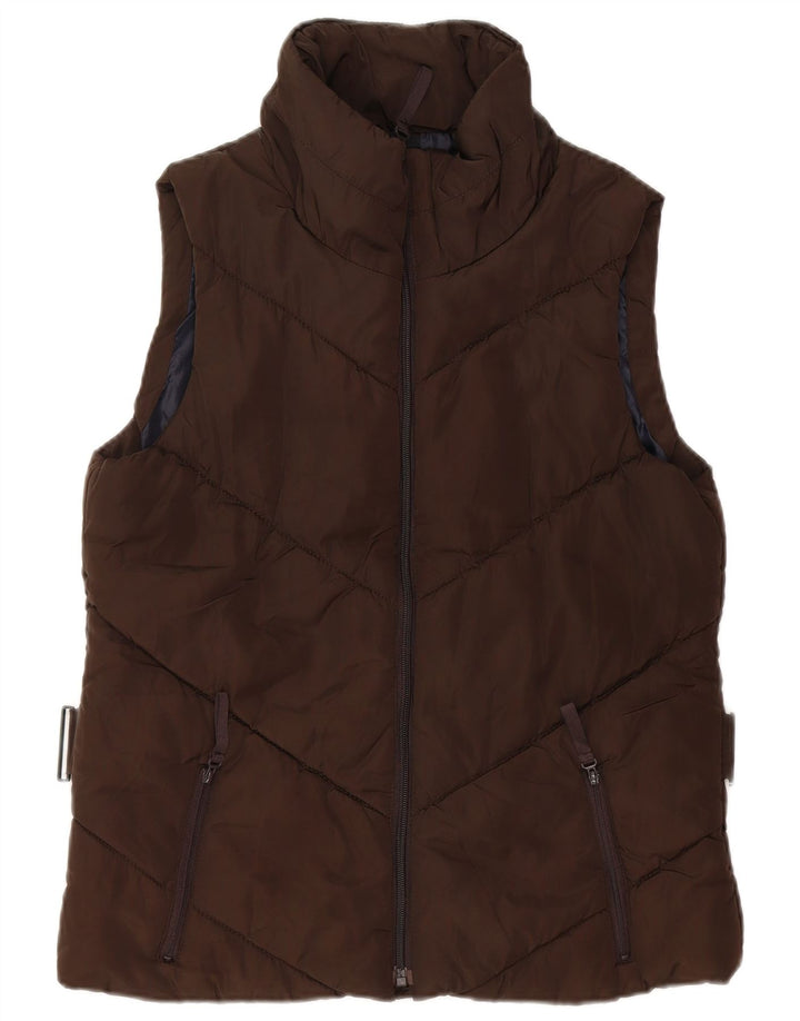 ZARA Femme Gilet Rembourré UK 14 Large Marron Polyester