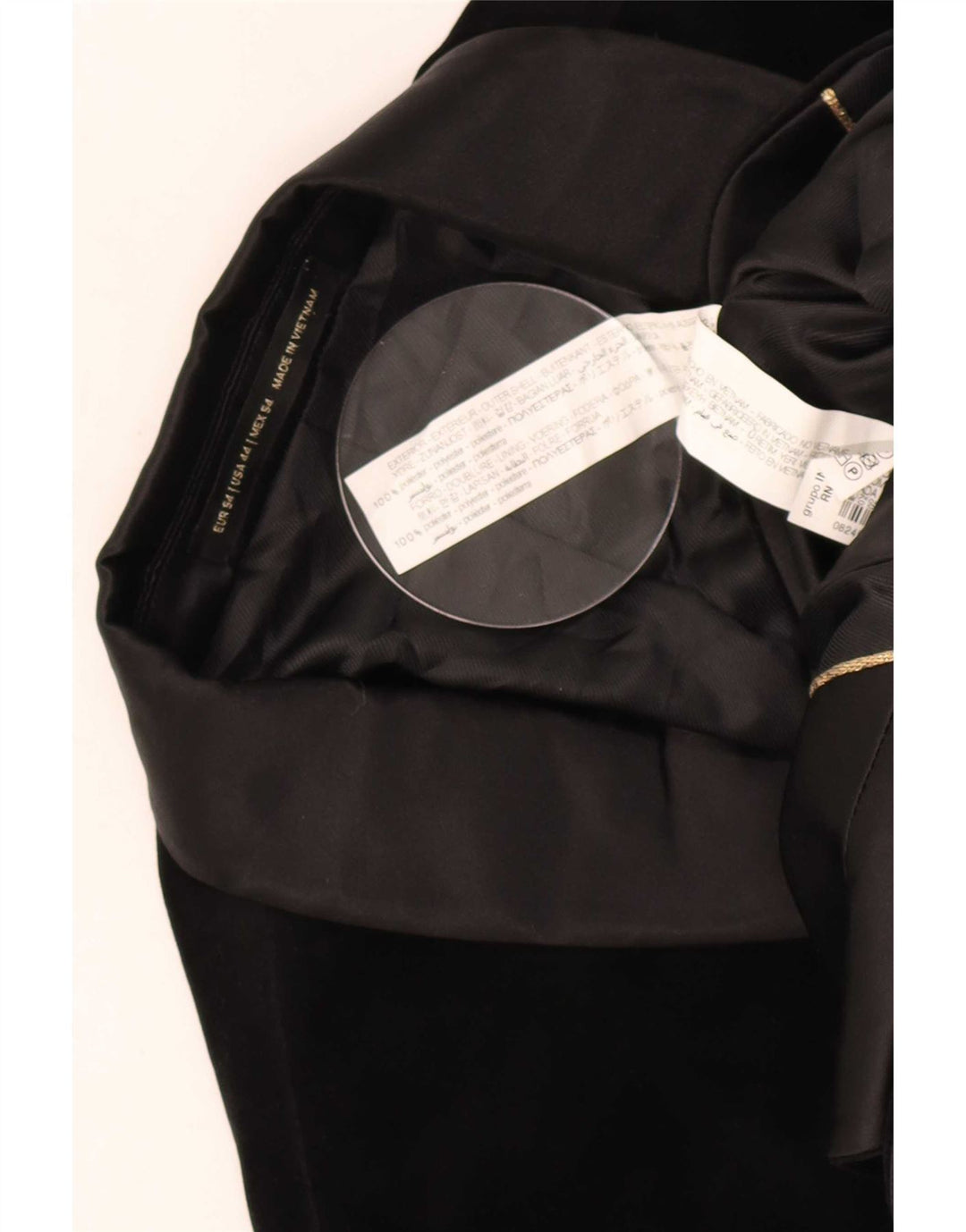 Zara Veste blazer en velours à 1 bouton pour homme EU 54 XL Noir Polyester