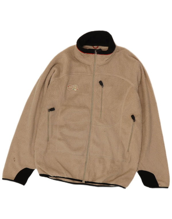 Fila Veste polaire pour homme UK 40 Large Beige Colourblock Polyester