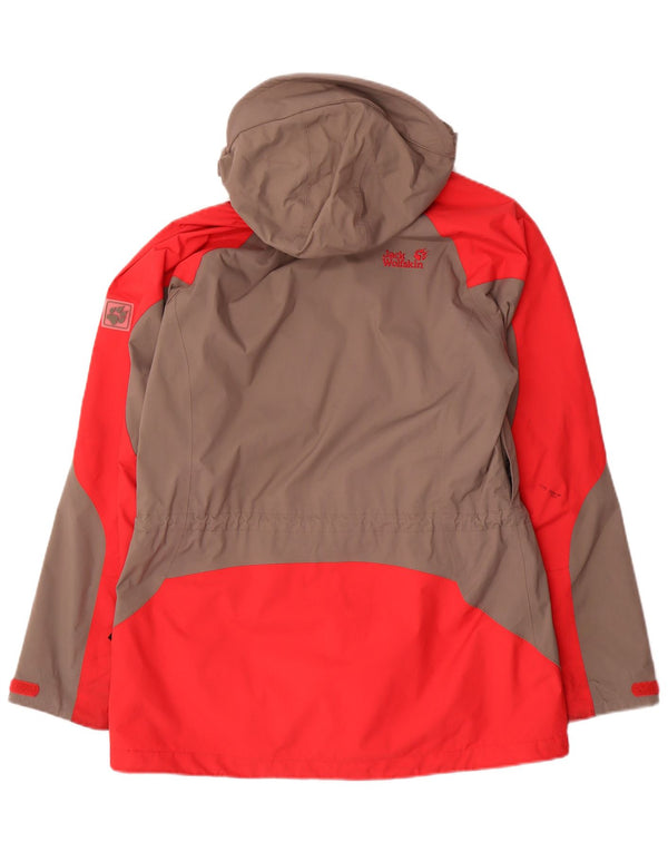 Jack Wolfskin Veste de pluie à capuche pour femme UK 12/14 Gris moyen Colourblock