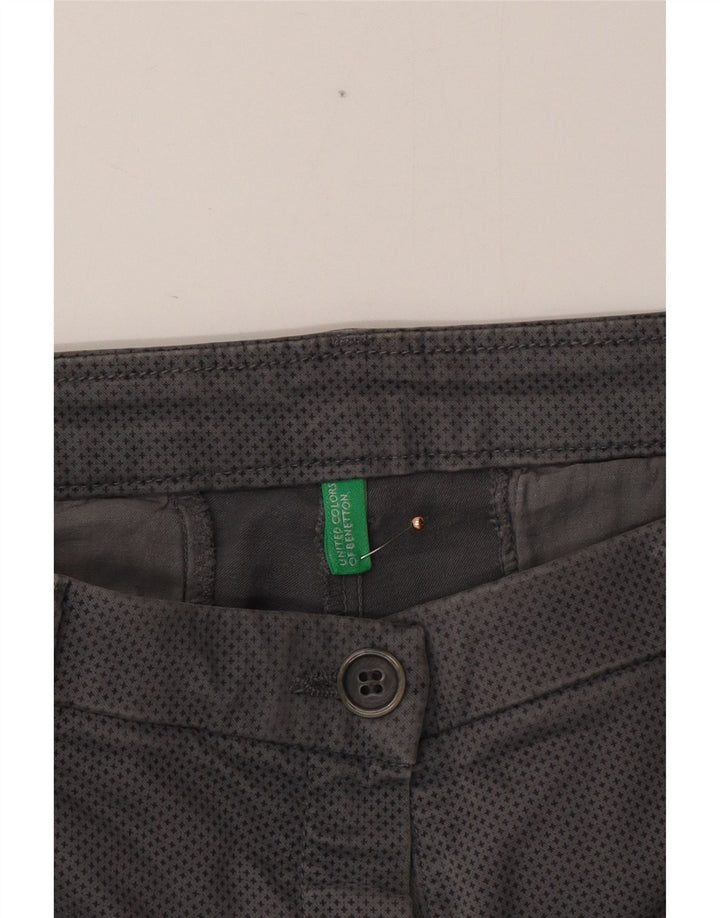 BENETTON Pantalon Chino Slim Femme UK 12 Moyen W32 L28 Gris Taché