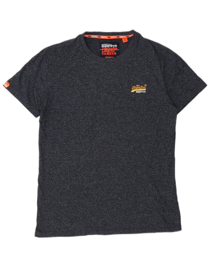 Superdry Homme T-Shirt Top Bleu Marine Moucheté Coton