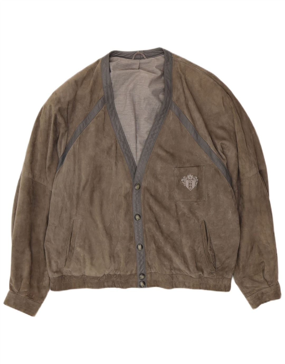 VINTAGE Veste en daim homme UK 42 XL Gris