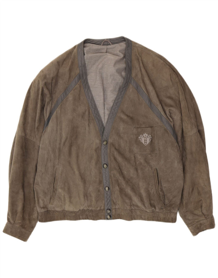 VINTAGE Veste en daim homme UK 42 XL Gris