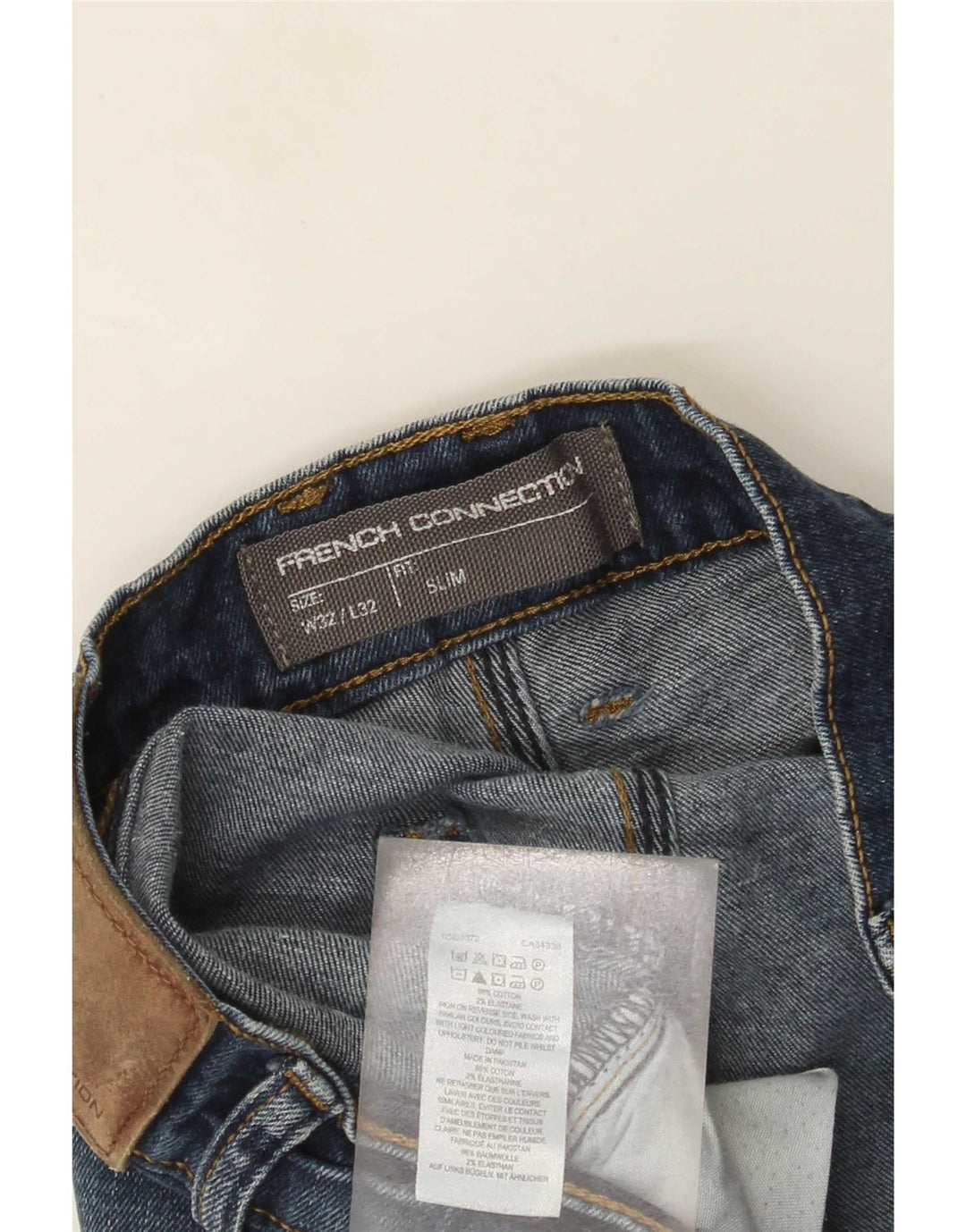 French Connection Jean Slim Homme W32 L32 Bleu Coton