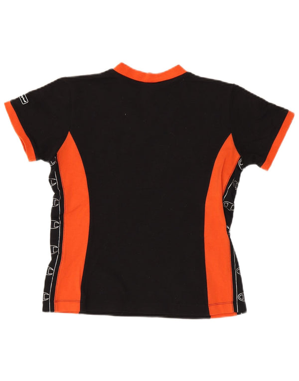 Champion T-shirt court graphique pour femme UK 12 Noir moyen Colourblock