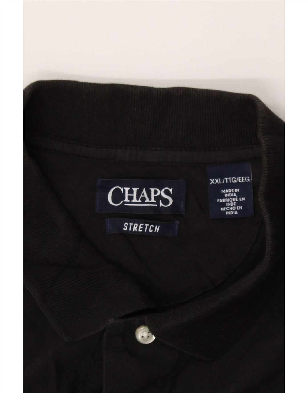 CHAPS Mens Stretch Polo Shirt 2XL Black Cotton Vintage Chaps and Second-Hand Chaps from Messina Hembry 