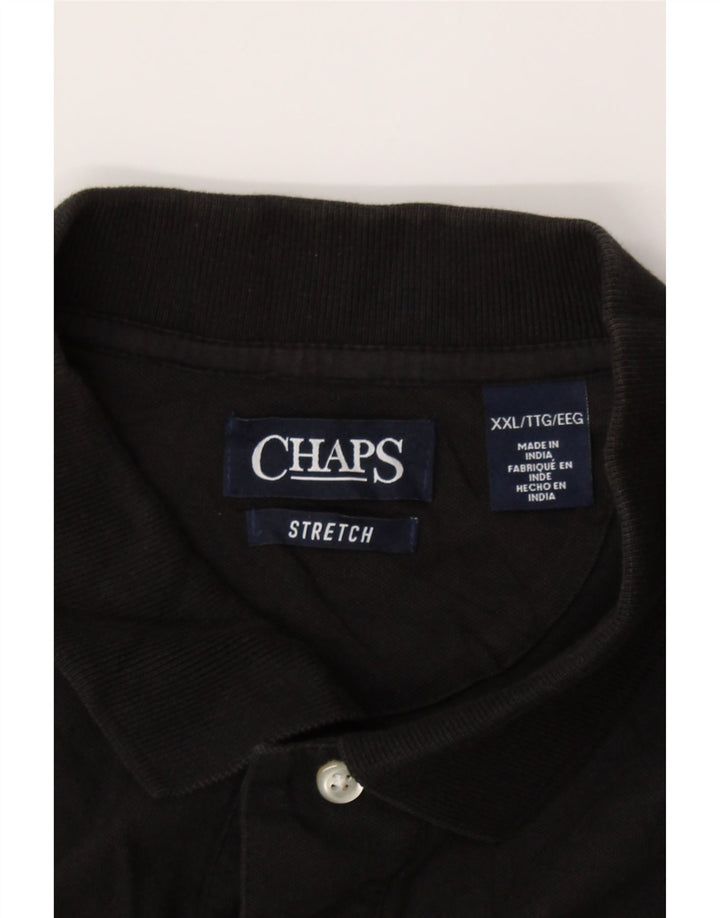 CHAPS Mens Stretch Polo Shirt 2XL Black Cotton Vintage Chaps and Second-Hand Chaps from Messina Hembry 