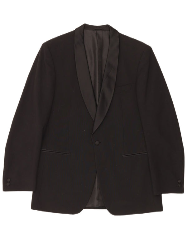 Wilvorst Veste blazer à 1 bouton pour homme UK 38 Noir moyen Laine vierge