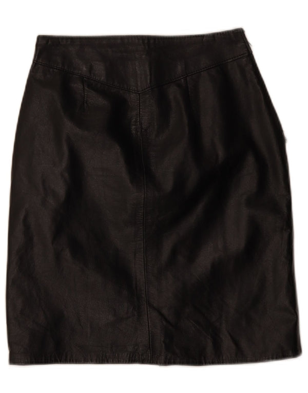 jupe en cuir femme vintage W24 XS Noir