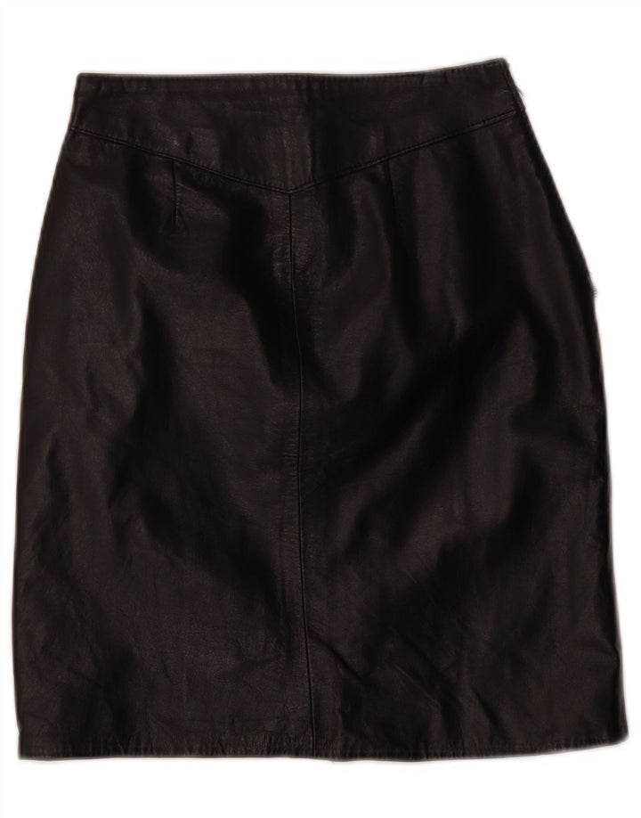 jupe en cuir femme vintage W24 XS Noir