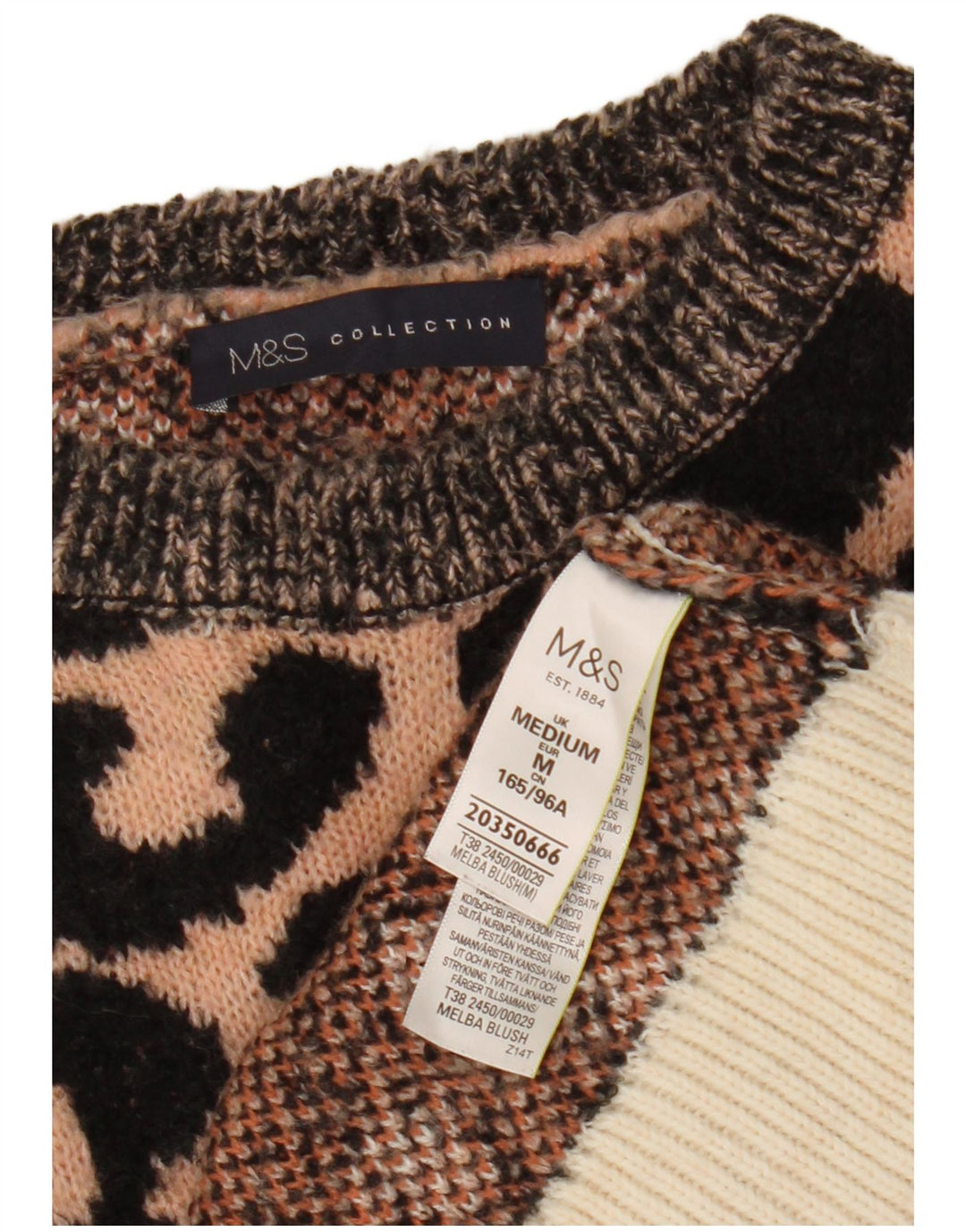Marks & Spencer Pull court à col bateau pour femme UK 14 Medium Multicolo