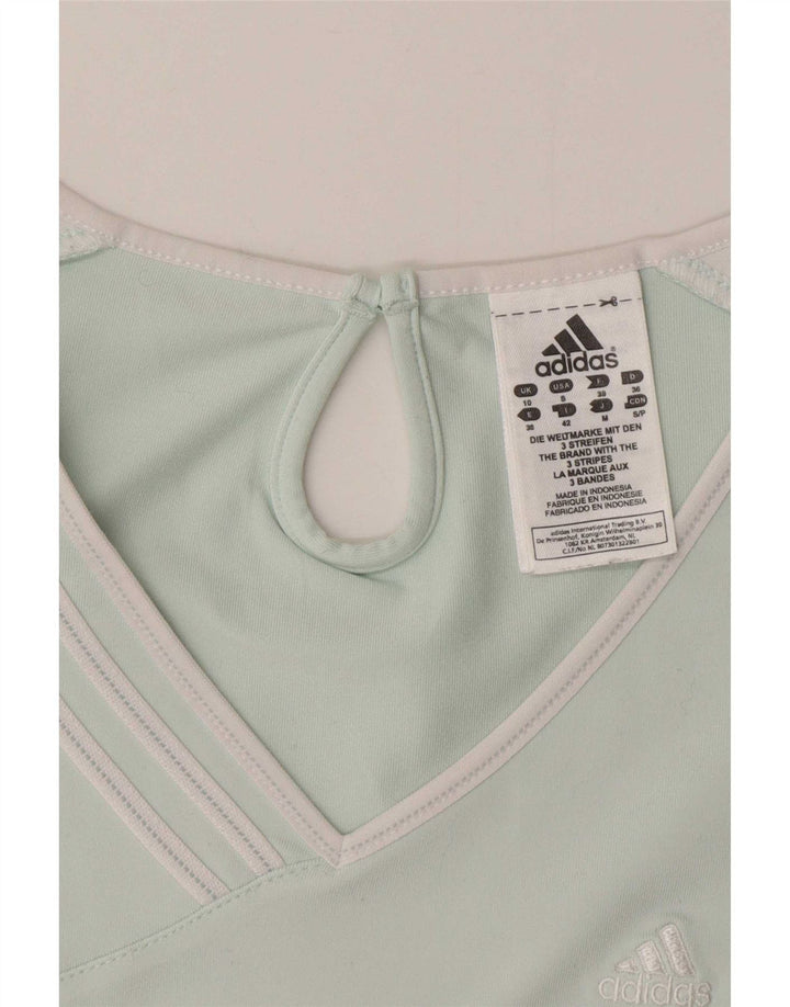 Adidas Climalite T-Shirt Top UK 10 Petit Turquoise Polyester