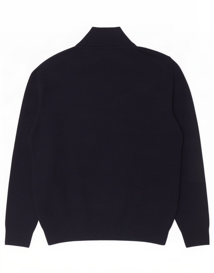 Gant Homme Pull Col Zippé Large Bleu Marine Laine