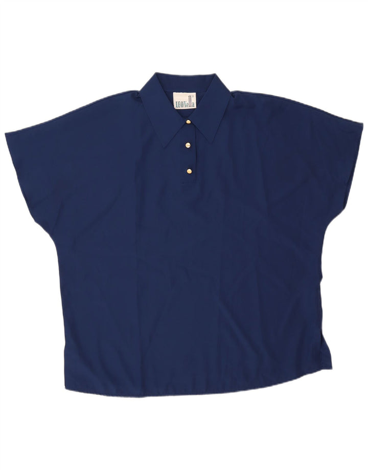 Polo surdimensionné femme vintage UK 18 XL Bleu Marine Polyester