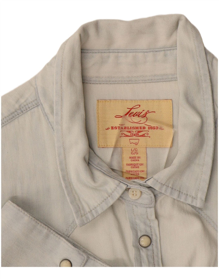 Levi's Chemise en Jean à Manches Courtes Femme UK 16 Large Bleu