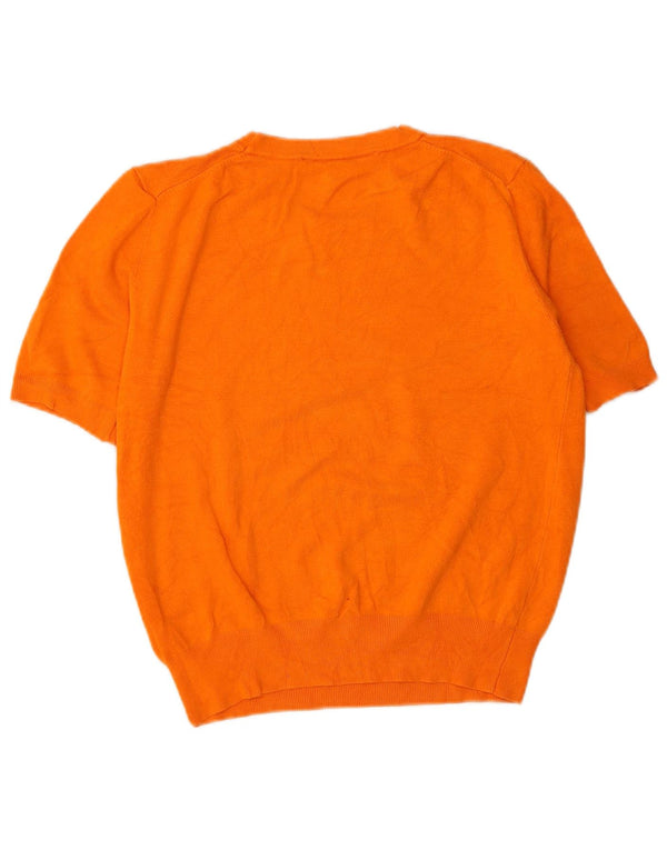 Zara Pull court à manches courtes et col bateau pour femme - Orange moyen - UK 14