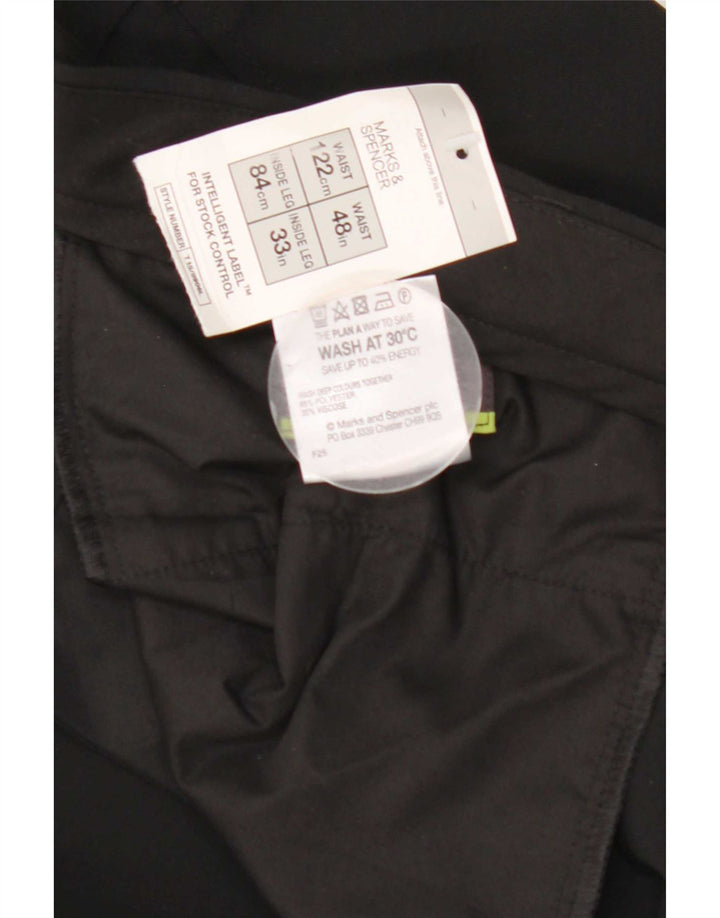 Marks & Spencer Pantalon de costume droit pour homme W48 L33 Noir Polyester