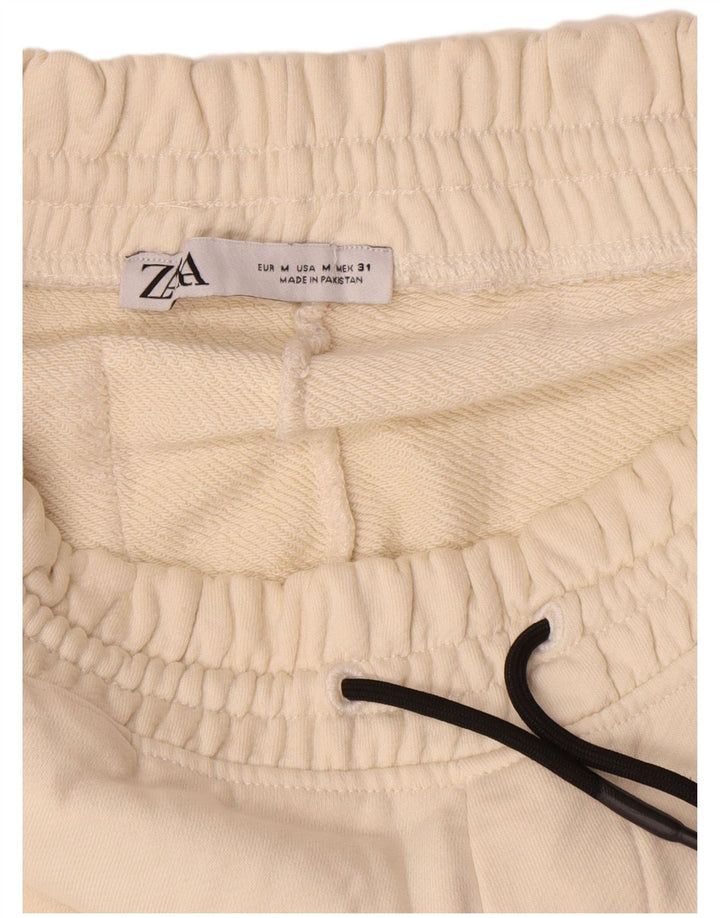 Zara Homme Pantalon De Survêtement Joggers Medium Off White Cotton