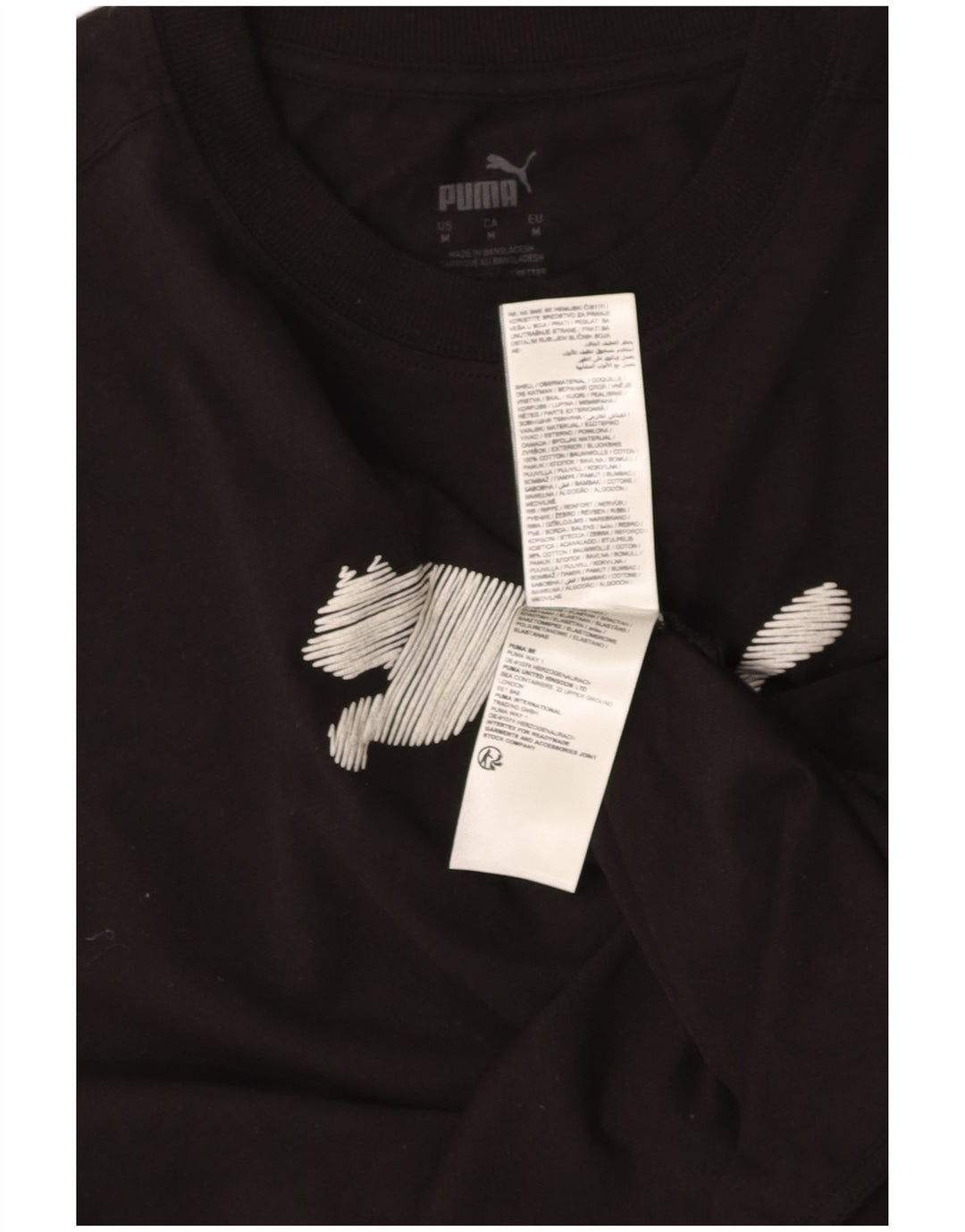 PUMA Mens Graphic T-Shirt Top Medium Black Cotton