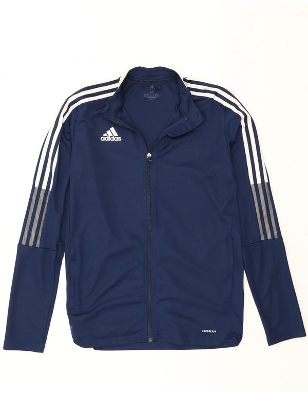 Adidas Homme Aeroready Survêtement Top Veste Bleu Marine Moyen Polyester