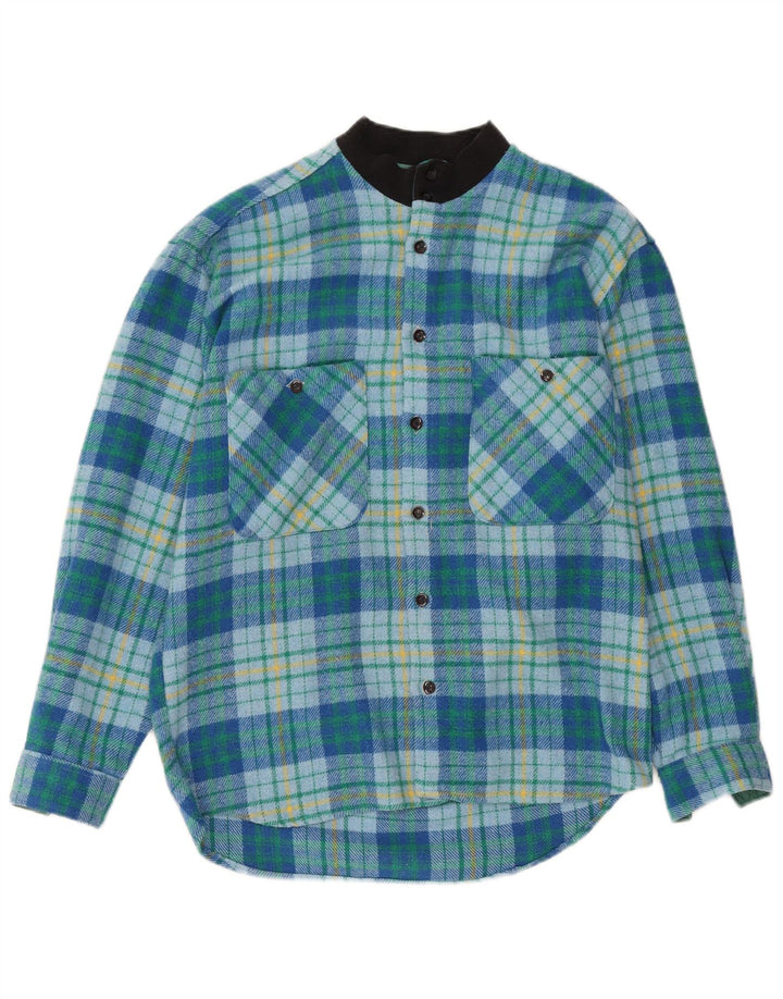 Mac Fashion Chemise en flanelle pour homme en laine à carreaux bleu moyen