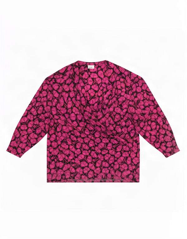 ELENA MIRO Chemisier à manches longues pour femme UK 18 XL Acétate floral rose