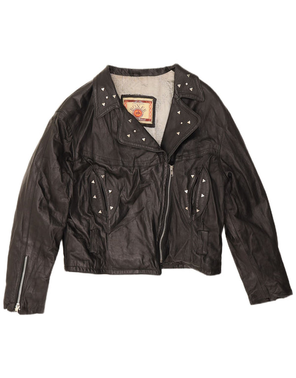 Boxer Veste de motard en cuir pour femme UK 14 Cuir noir moyen