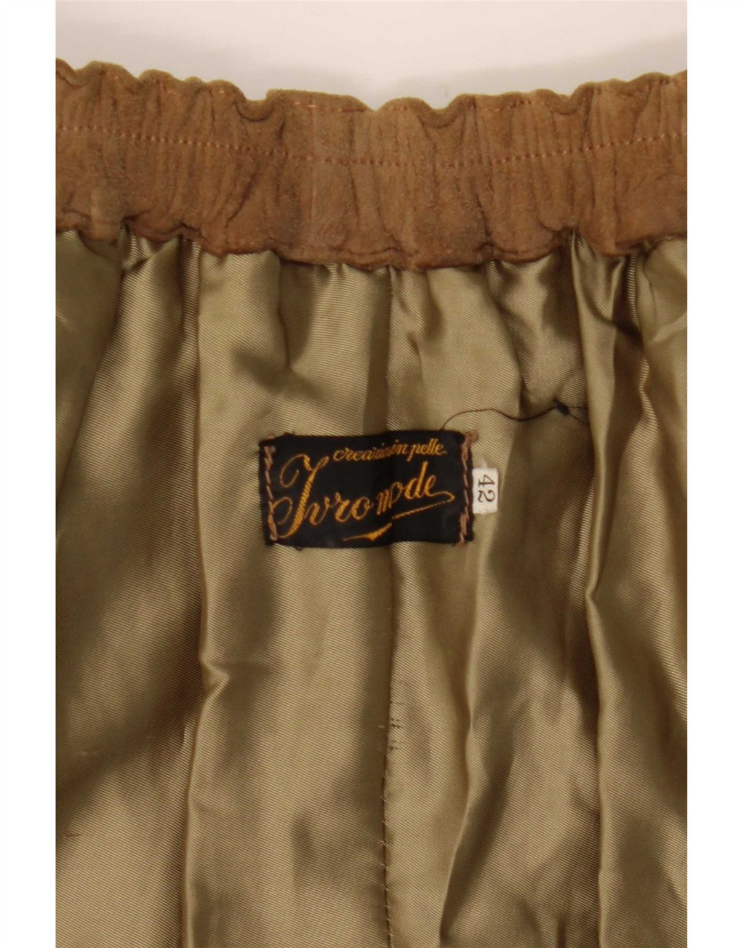 jupe portefeuille en daim femme vintage IT 42 Medium W27 Cuir Beige