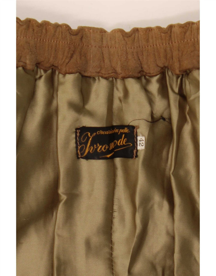 jupe portefeuille en daim femme vintage IT 42 Medium W27 Cuir Beige