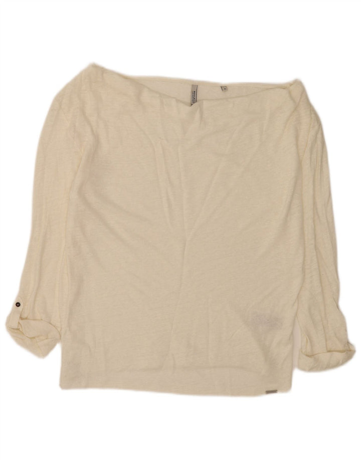 Woolrich Haut surdimensionné à manches 3/4 et épaules dénudées pour femme UK 10 Small Blanc