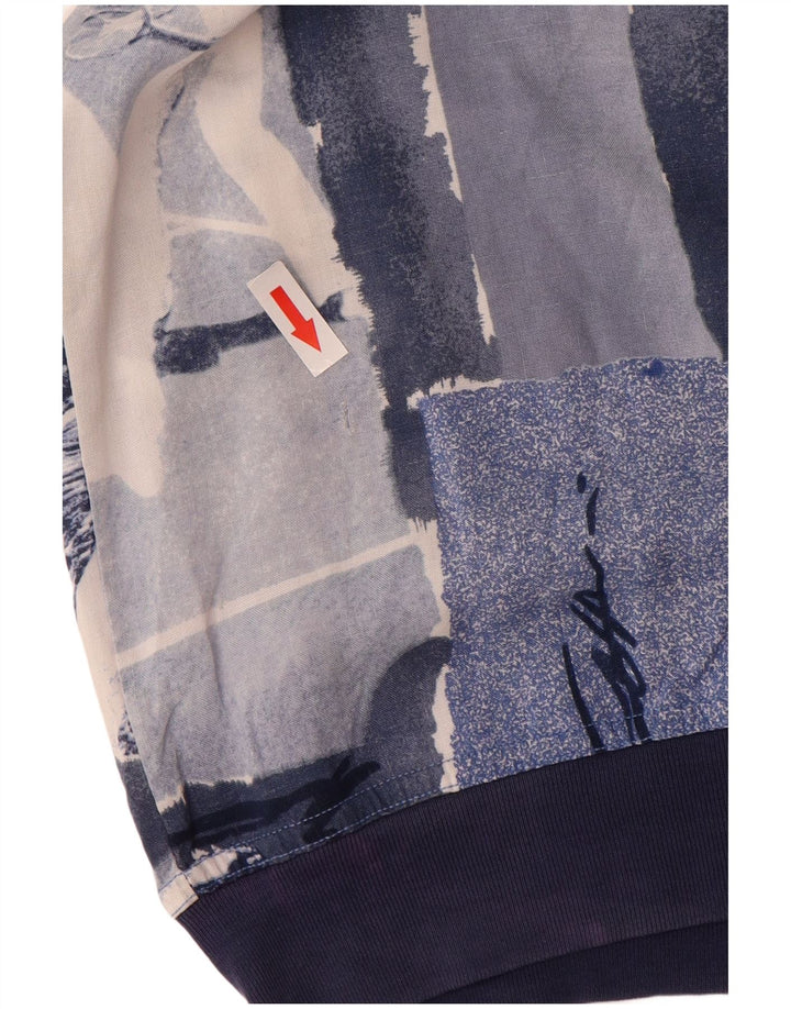 MANGO Chemise pull à manches courtes pour hommes, grand patchwork bleu