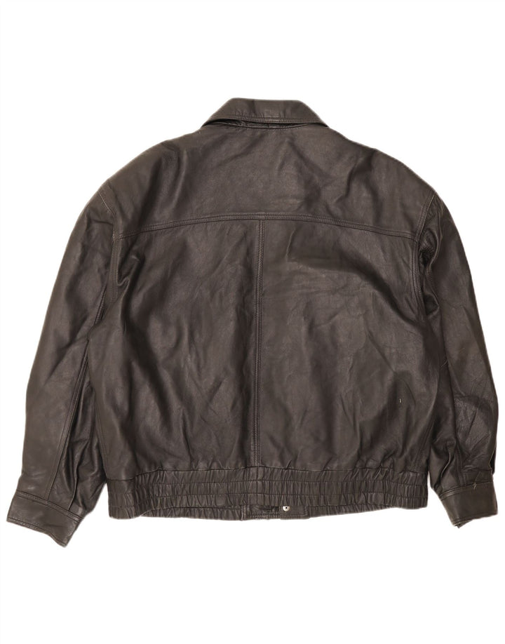 veste en cuir homme vintage IT 50 Grand cuir noir