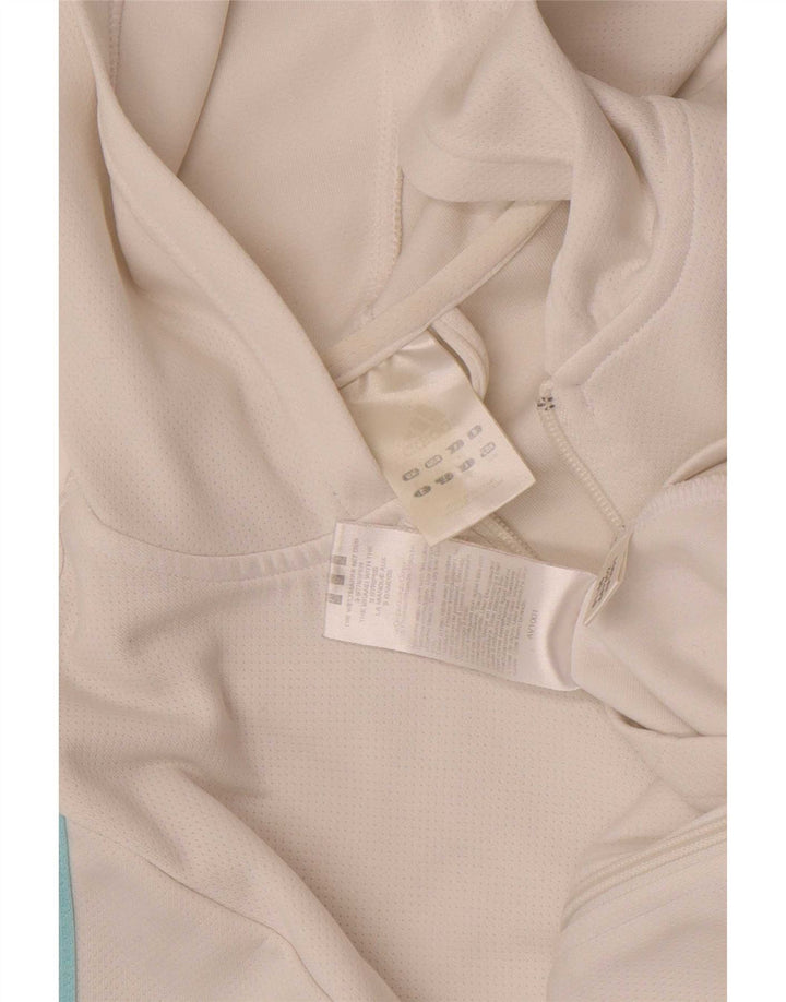 Adidas Pull à capuche zippé pour femme UK 12 Polyester blanc moyen