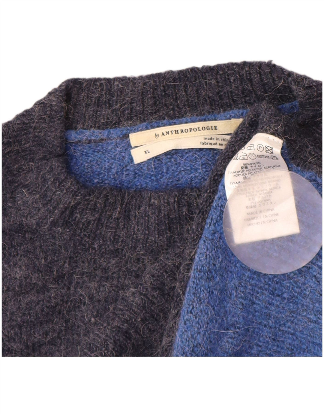 ANTHROPOLOGIE Pull à col rond pour femme UK 18 XL Bleu marine