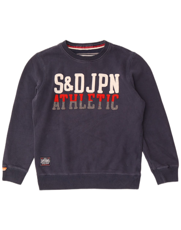 Superdry Homme Graphic Sweatshirt Jumper XL Bleu Marine Coton