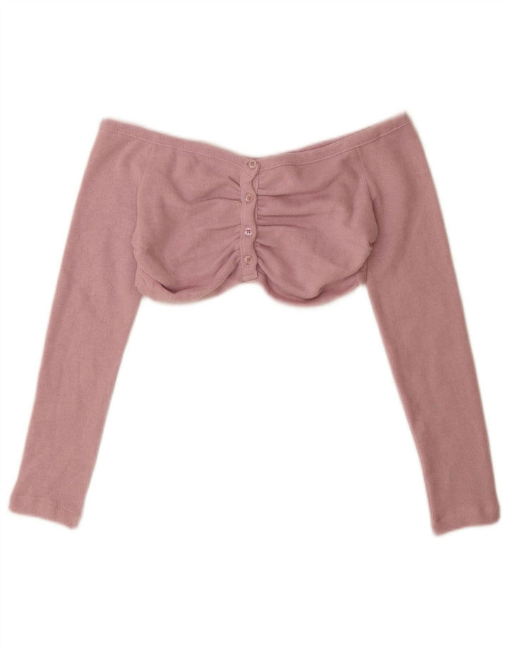 Zara Womens Crop Cardigan Top UK 12 Rose Moyen
