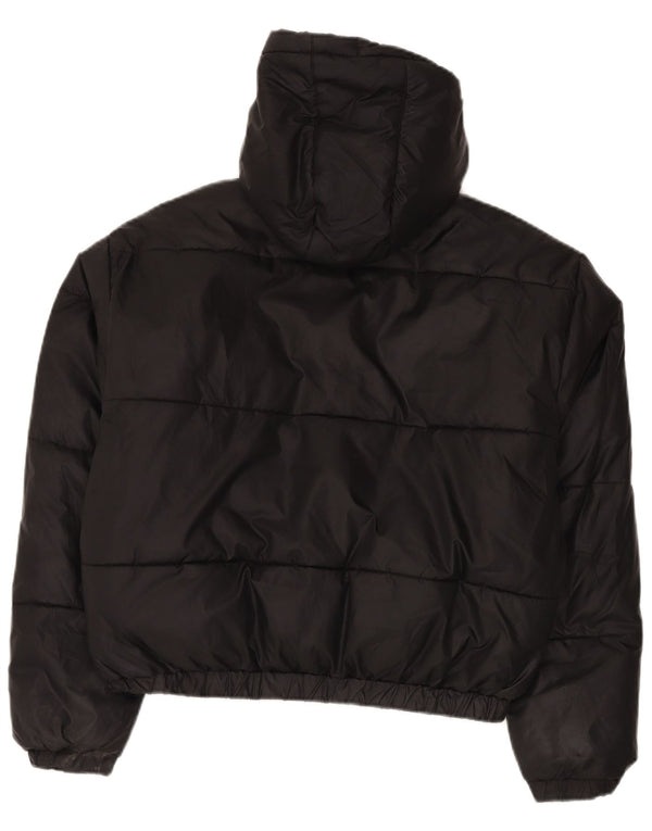 Ellesse Veste matelassée surdimensionnée à capuche pour femme UK 12 Noir moyen Polyester