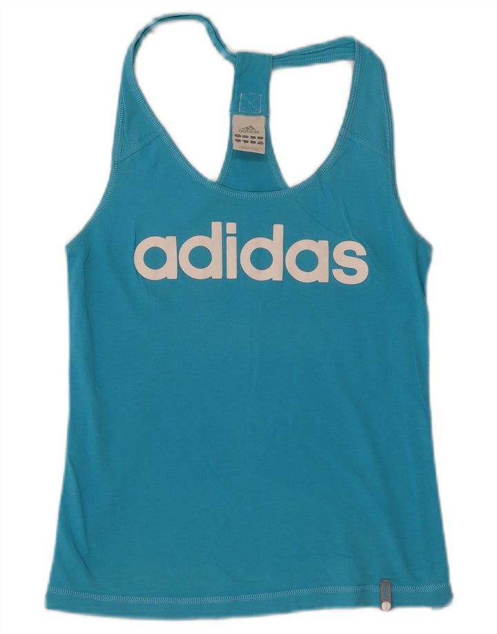 Adidas Débardeur graphique pour femme UK 12 Bleu moyen