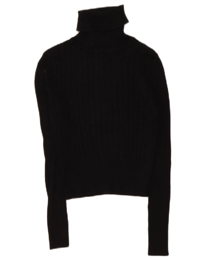 Zara Pull court à col roulé pour femme UK 12 Viscose noir moyen