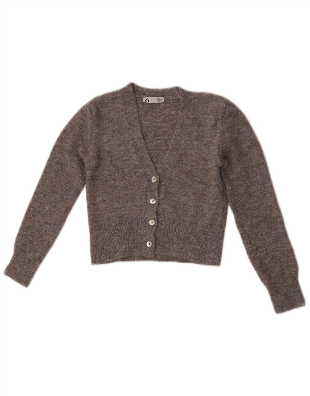 Zara Womens Crop Cardigan Pull UK 8 Petit Gris